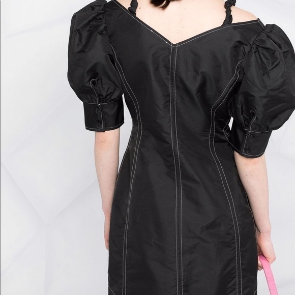 NWT Ganni Taffeta Puff-Shoulder Mini Dress | Size 38 - Picture 9 of 12